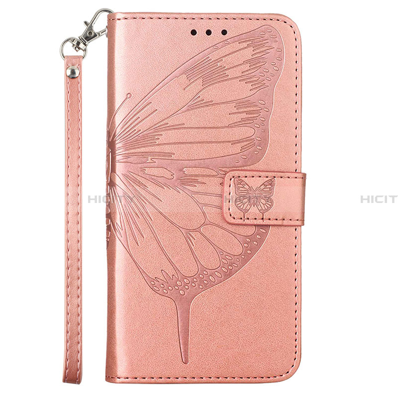 Coque Portefeuille Papillon Livre Cuir Etui Clapet Y01B pour Samsung Galaxy A23 4G Or Rose Plus