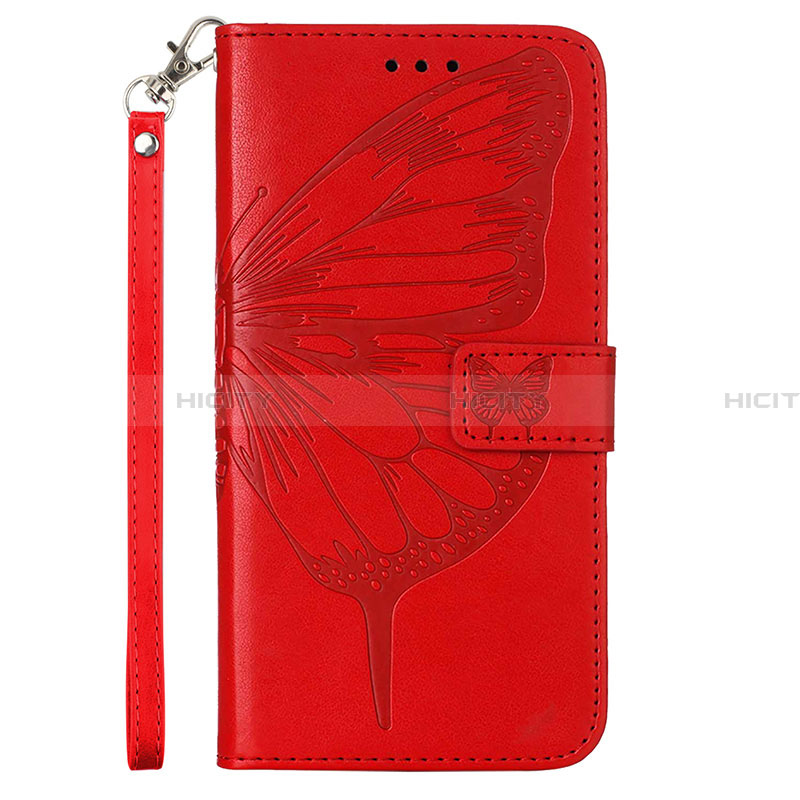 Coque Portefeuille Papillon Livre Cuir Etui Clapet Y01B pour Samsung Galaxy A23 4G Rouge Plus