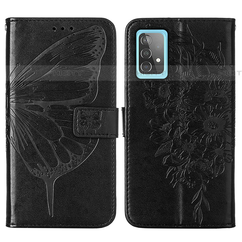 Coque Portefeuille Papillon Livre Cuir Etui Clapet Y01B pour Samsung Galaxy A52 5G Noir Plus