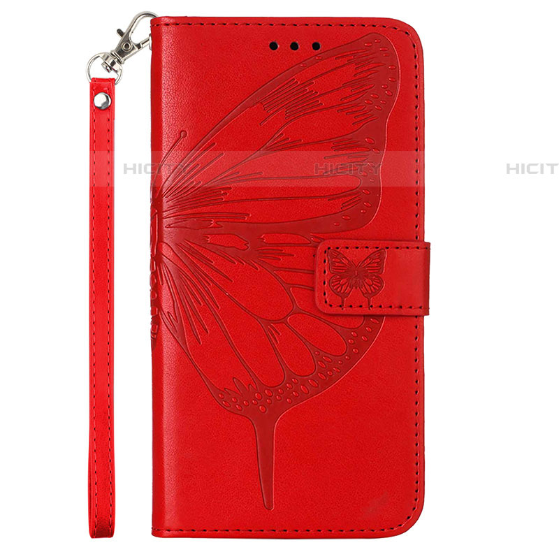 Coque Portefeuille Papillon Livre Cuir Etui Clapet Y01B pour Samsung Galaxy A73 5G Rouge Plus