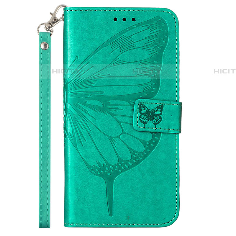 Coque Portefeuille Papillon Livre Cuir Etui Clapet Y01B pour Samsung Galaxy A73 5G Vert Plus