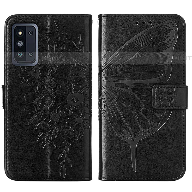 Coque Portefeuille Papillon Livre Cuir Etui Clapet Y01B pour Samsung Galaxy F52 5G Noir Plus