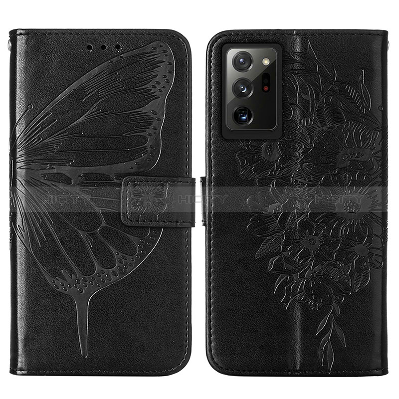 Coque Portefeuille Papillon Livre Cuir Etui Clapet Y01B pour Samsung Galaxy Note 20 Ultra 5G Noir Plus