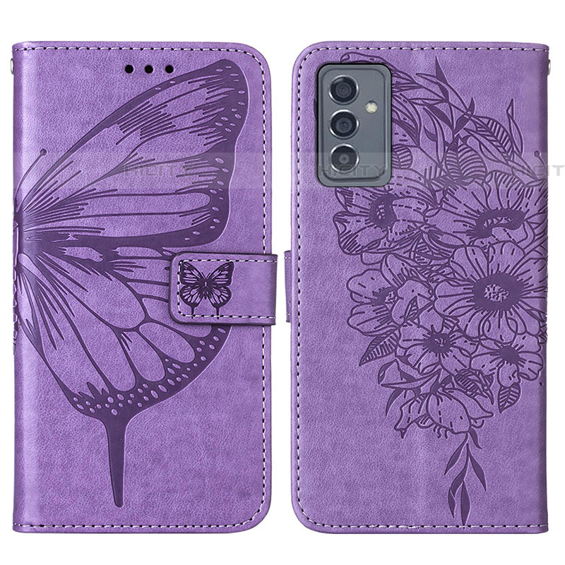 Coque Portefeuille Papillon Livre Cuir Etui Clapet Y01B pour Samsung Galaxy Quantum4 5G Violet Clair Plus