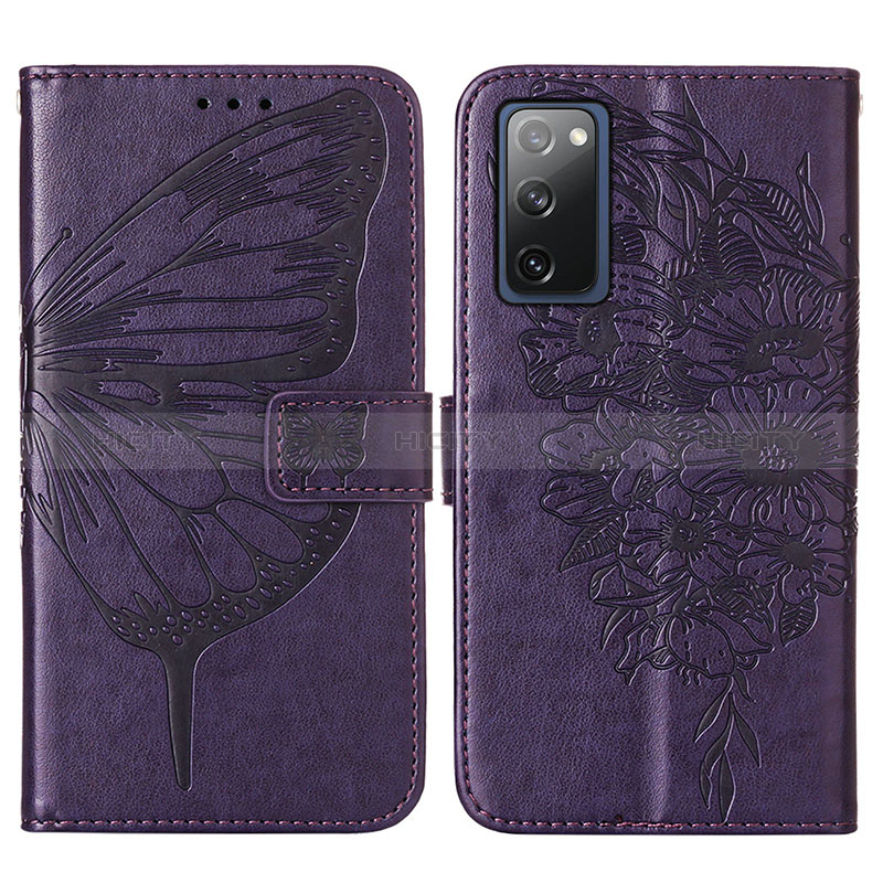 Coque Portefeuille Papillon Livre Cuir Etui Clapet Y01B pour Samsung Galaxy S20 FE (2022) 5G Violet Plus