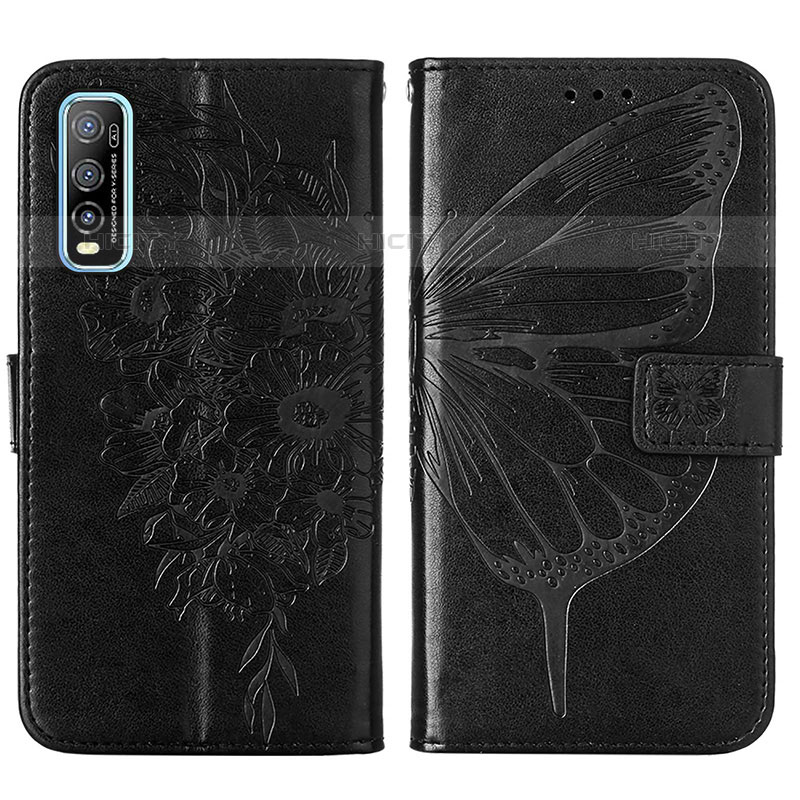 Coque Portefeuille Papillon Livre Cuir Etui Clapet Y01B pour Vivo iQOO U1 Noir Plus