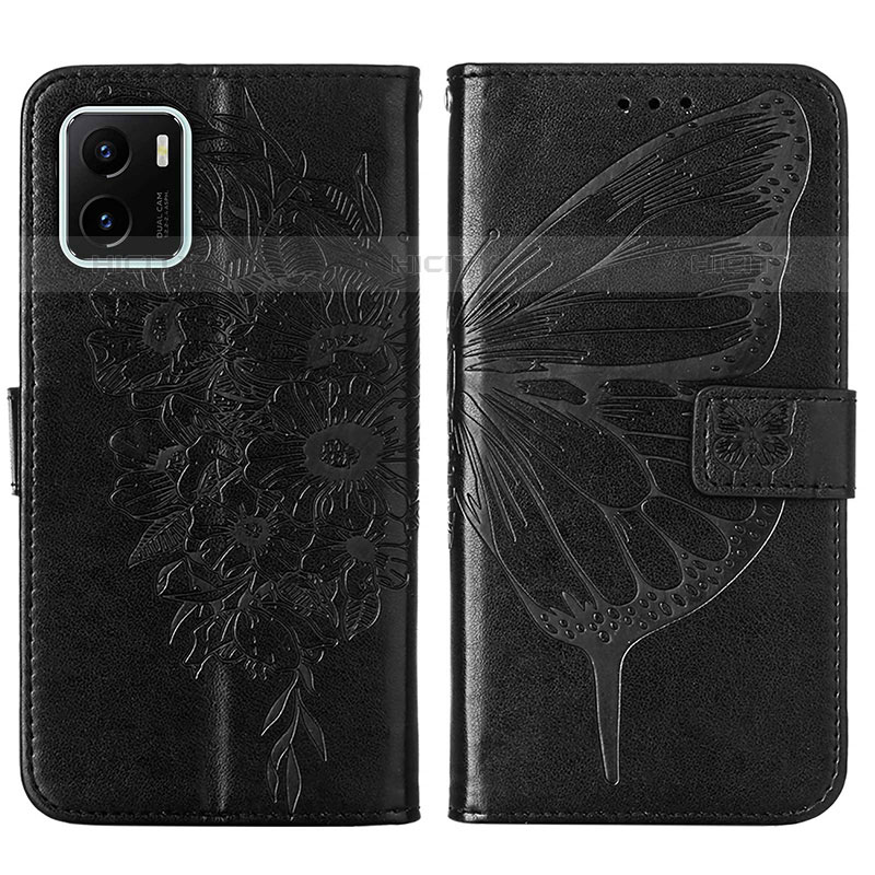 Coque Portefeuille Papillon Livre Cuir Etui Clapet Y01B pour Vivo iQOO U5x Noir Plus