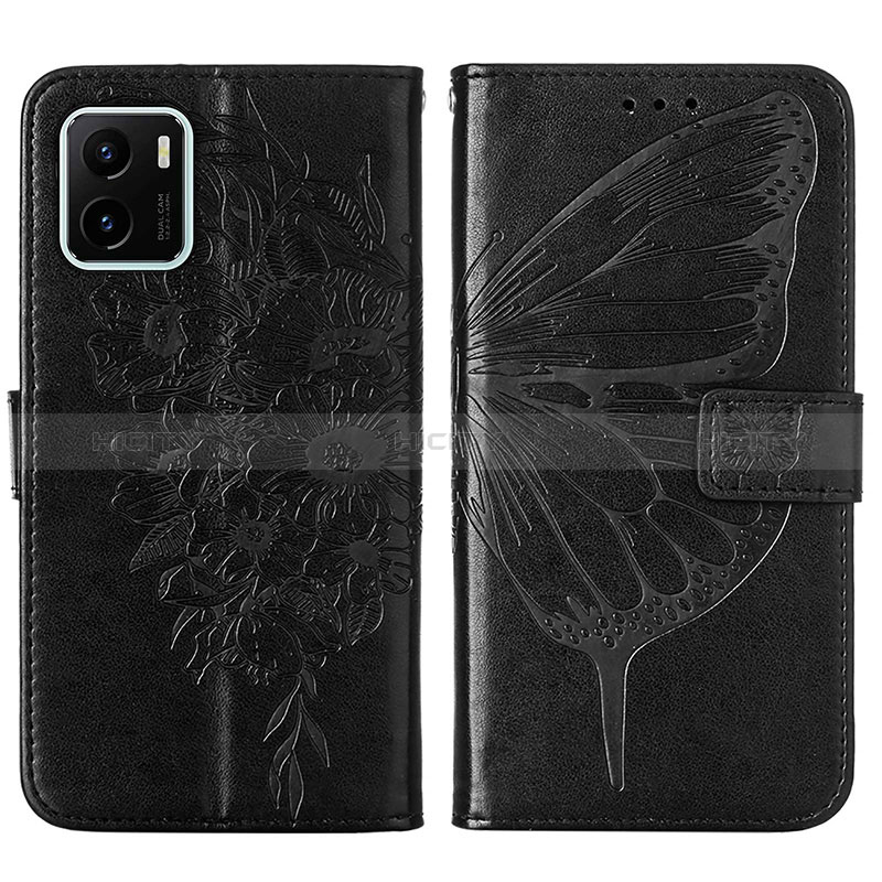 Coque Portefeuille Papillon Livre Cuir Etui Clapet Y01B pour Vivo Y01A Noir Plus