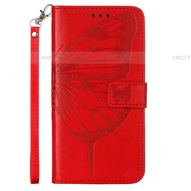 Coque Portefeuille Papillon Livre Cuir Etui Clapet Y02B pour Samsung Galaxy A03s Rouge Plus