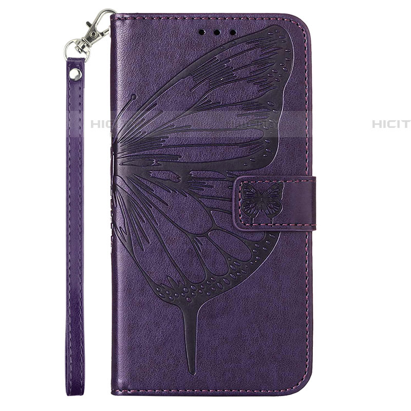 Coque Portefeuille Papillon Livre Cuir Etui Clapet Y02B pour Samsung Galaxy A03s Violet Plus