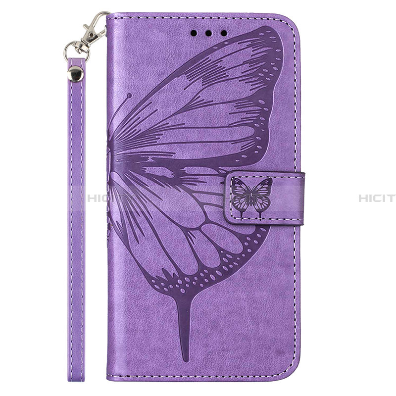 Coque Portefeuille Papillon Livre Cuir Etui Clapet Y02B pour Samsung Galaxy F02S SM-E025F Violet Clair Plus