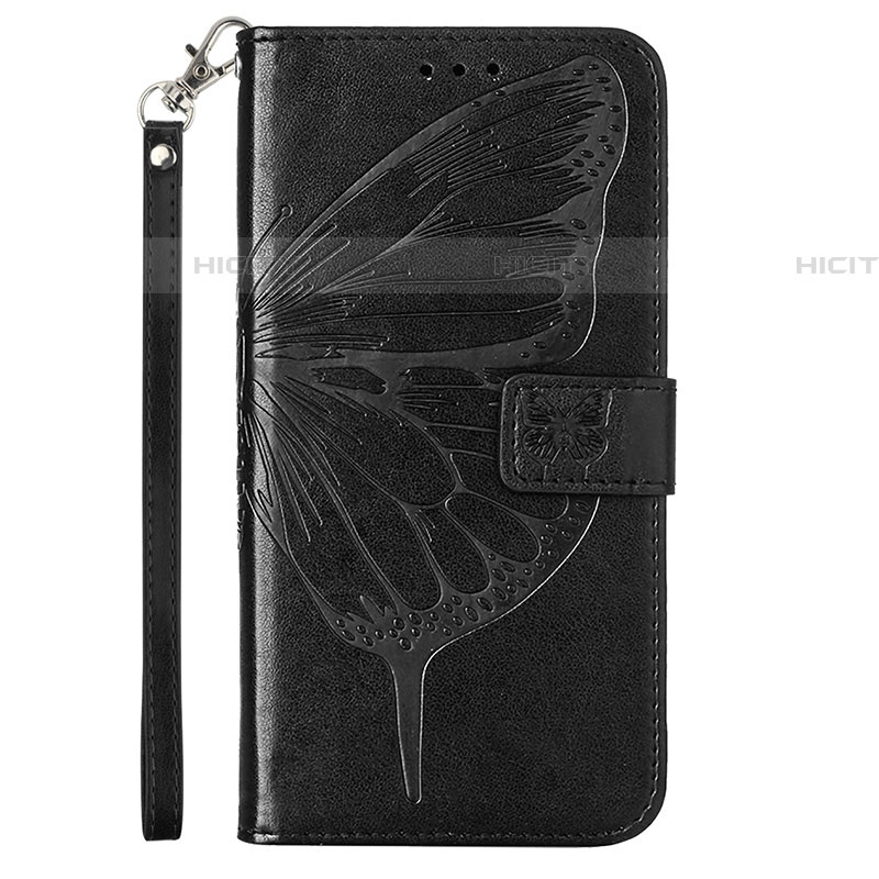 Coque Portefeuille Papillon Livre Cuir Etui Clapet Y02B pour Samsung Galaxy F52 5G Noir Plus