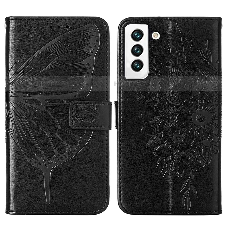 Coque Portefeuille Papillon Livre Cuir Etui Clapet Y06B pour Samsung Galaxy S22 5G Noir Plus