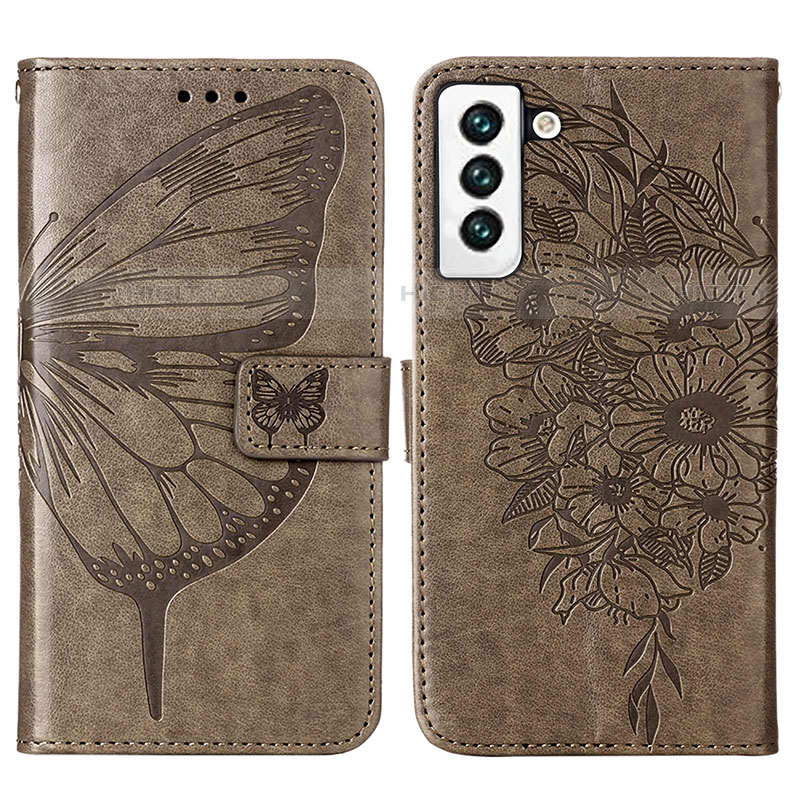 Coque Portefeuille Papillon Livre Cuir Etui Clapet Y06B pour Samsung Galaxy S22 Plus 5G Bronze Plus