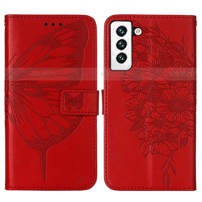 Coque Portefeuille Papillon Livre Cuir Etui Clapet Y06B pour Samsung Galaxy S22 Plus 5G Rouge Plus
