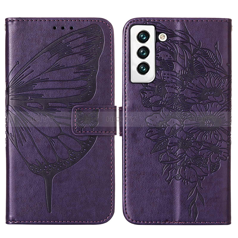 Coque Portefeuille Papillon Livre Cuir Etui Clapet Y06B pour Samsung Galaxy S24 5G Violet Plus