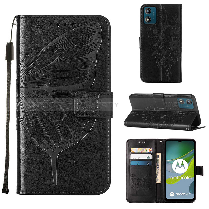 Coque Portefeuille Papillon Livre Cuir Etui Clapet YB1 pour Motorola Moto E13 Plus