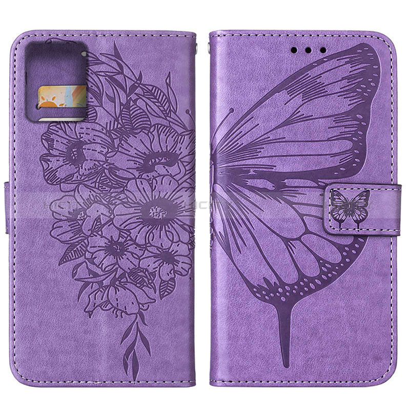 Coque Portefeuille Papillon Livre Cuir Etui Clapet YB1 pour Motorola Moto G 5G (2023) Violet Clair Plus