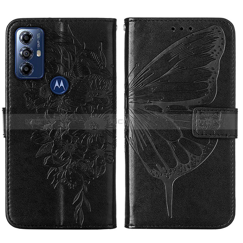 Coque Portefeuille Papillon Livre Cuir Etui Clapet YB1 pour Motorola Moto G Play Gen 2 Noir Plus