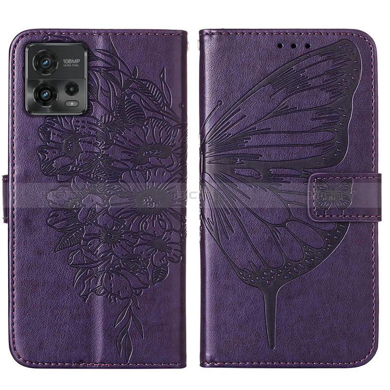 Coque Portefeuille Papillon Livre Cuir Etui Clapet YB1 pour Motorola Moto G72 Plus