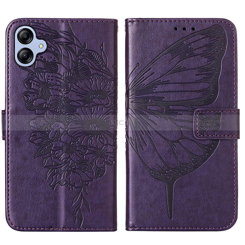 Coque Portefeuille Papillon Livre Cuir Etui Clapet YB1 pour Samsung Galaxy A04 4G Violet Plus