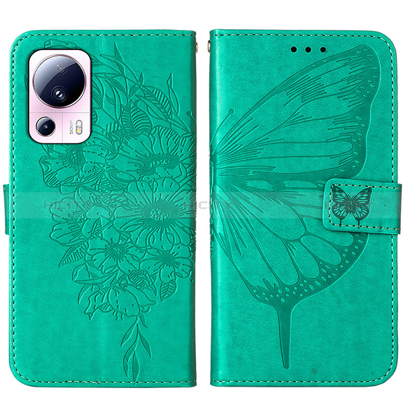 Coque Portefeuille Papillon Livre Cuir Etui Clapet YB1 pour Xiaomi Civi 2 5G Vert Plus