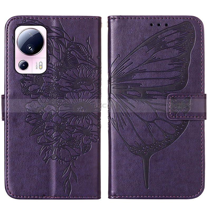 Coque Portefeuille Papillon Livre Cuir Etui Clapet YB1 pour Xiaomi Civi 2 5G Violet Plus