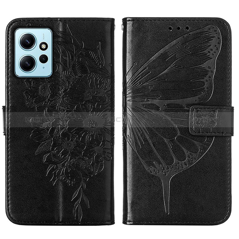 Coque Portefeuille Papillon Livre Cuir Etui Clapet YB1 pour Xiaomi Redmi Note 12 4G Noir Plus