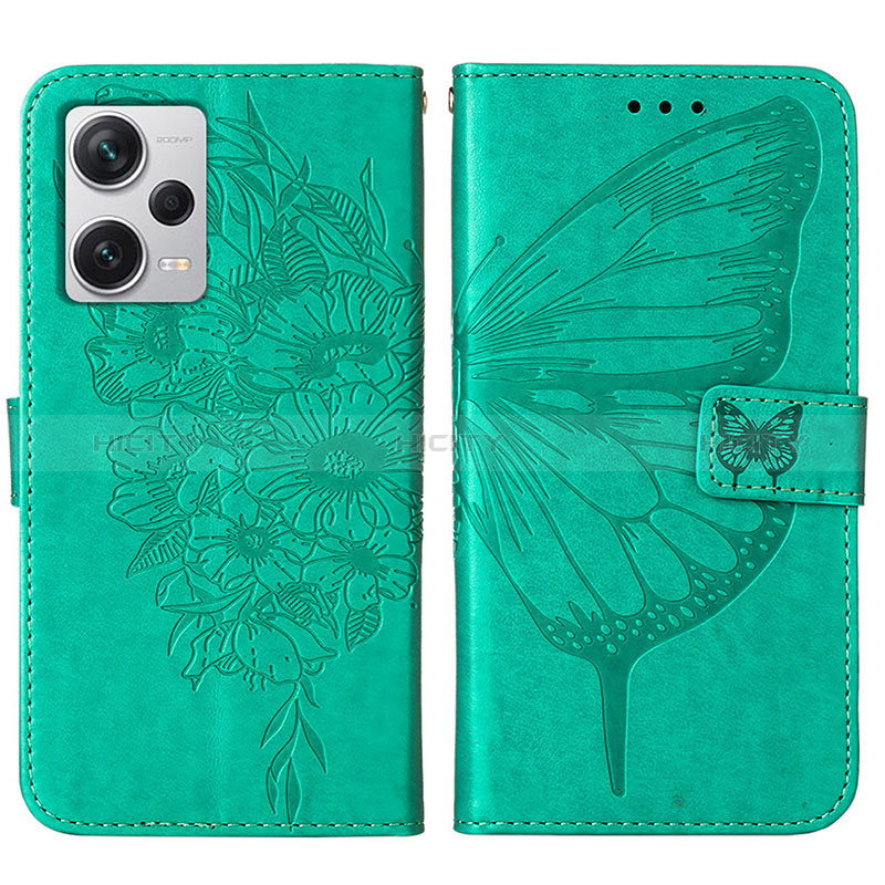 Coque Portefeuille Papillon Livre Cuir Etui Clapet YB1 pour Xiaomi Redmi Note 12 Pro+ Plus 5G Vert Plus