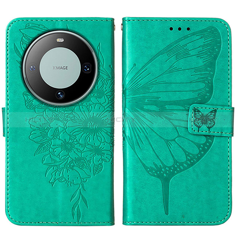 Coque Portefeuille Papillon Livre Cuir Etui Clapet YB2 pour Huawei Mate 60 Pro Plus