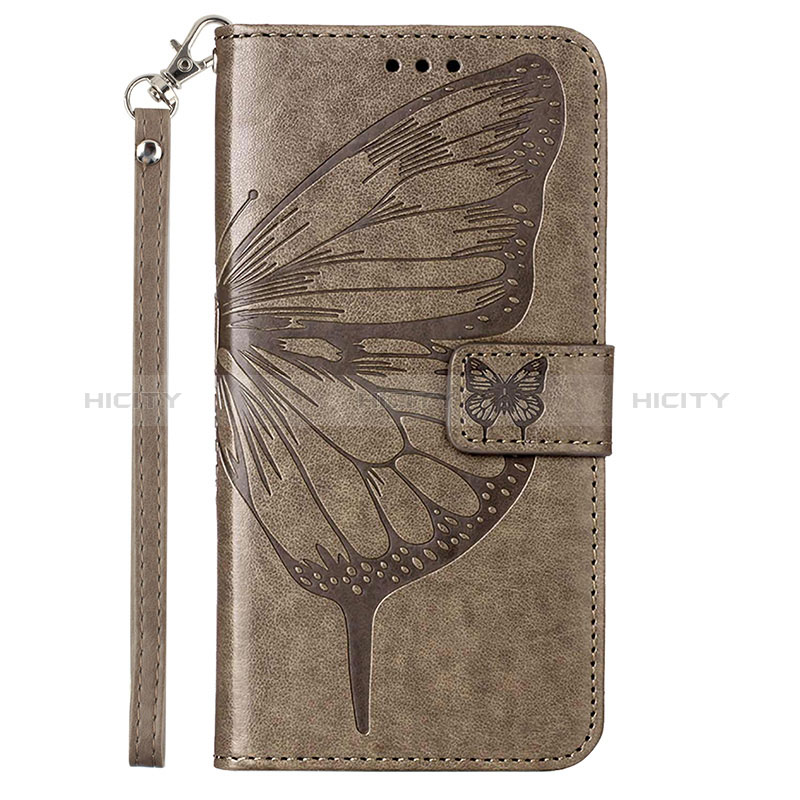 Coque Portefeuille Papillon Livre Cuir Etui Clapet YB2 pour Xiaomi Redmi Note 12 Explorer Gris Plus