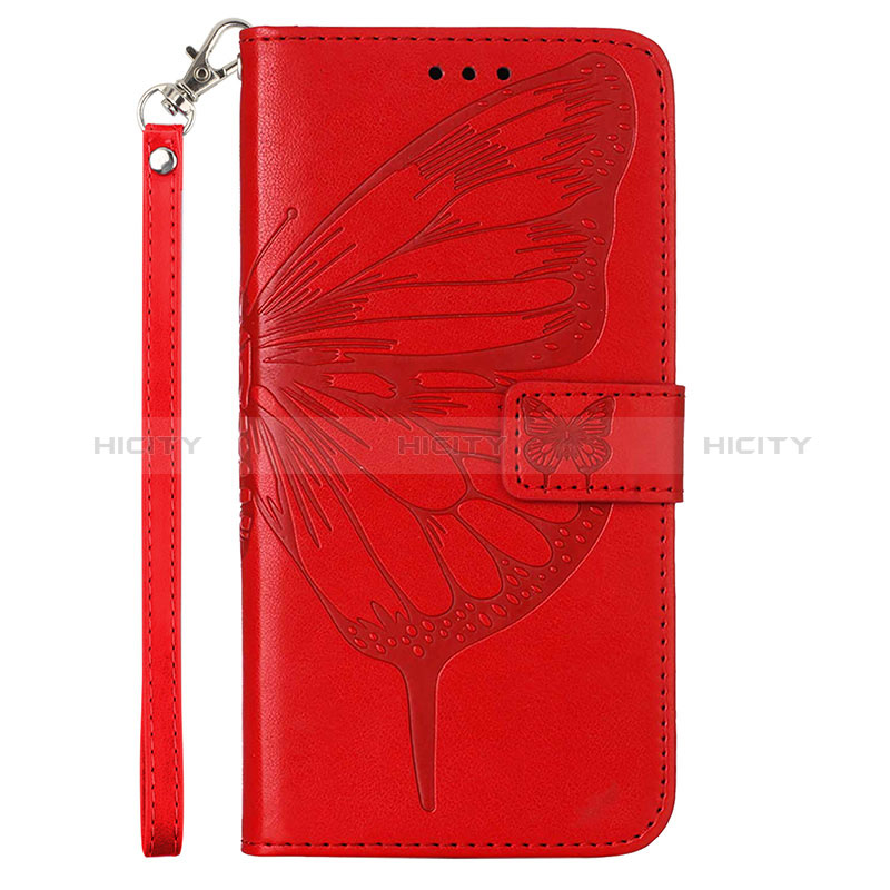 Coque Portefeuille Papillon Livre Cuir Etui Clapet YB2 pour Xiaomi Redmi Note 12 Explorer Rouge Plus