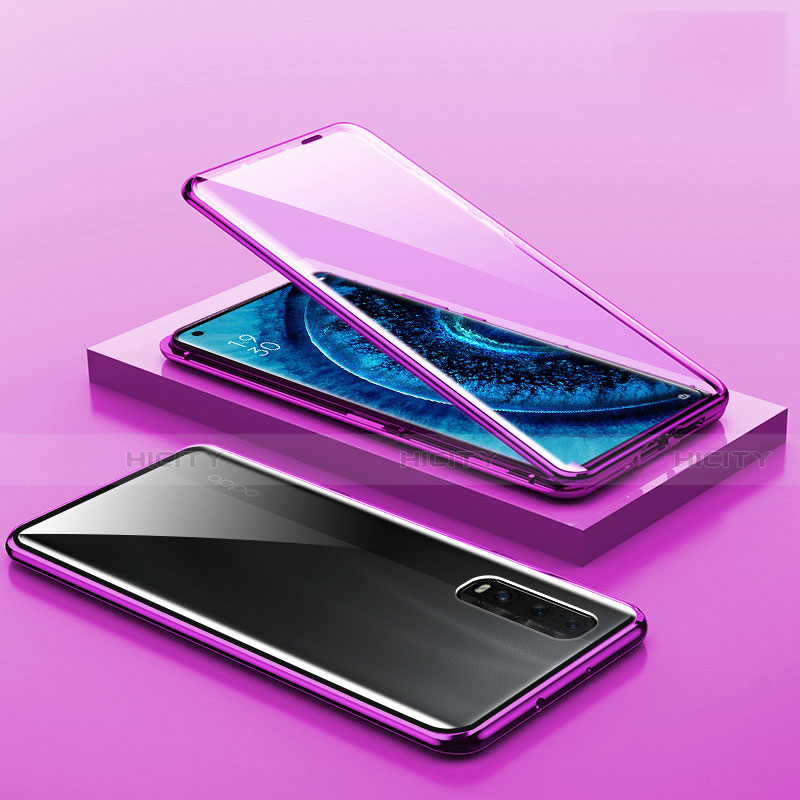 Coque Rebord Bumper Luxe Aluminum Metal Miroir 360 Degres Housse Etui Aimant A02 pour Oppo Find X2 Pro Plus