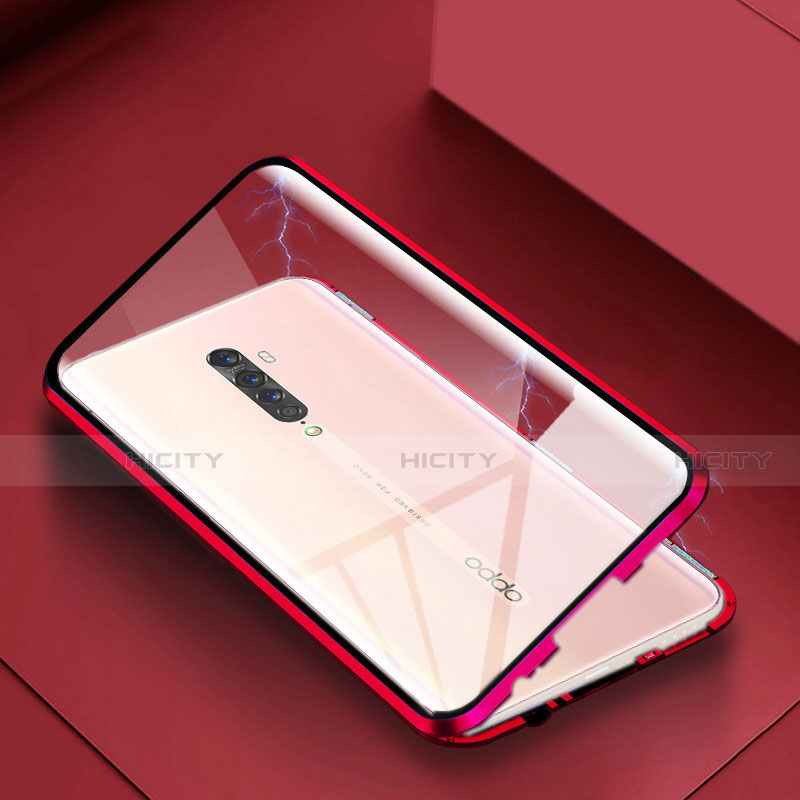 Coque Rebord Bumper Luxe Aluminum Metal Miroir 360 Degres Housse Etui Aimant C01 pour Oppo Reno2 Rouge Plus