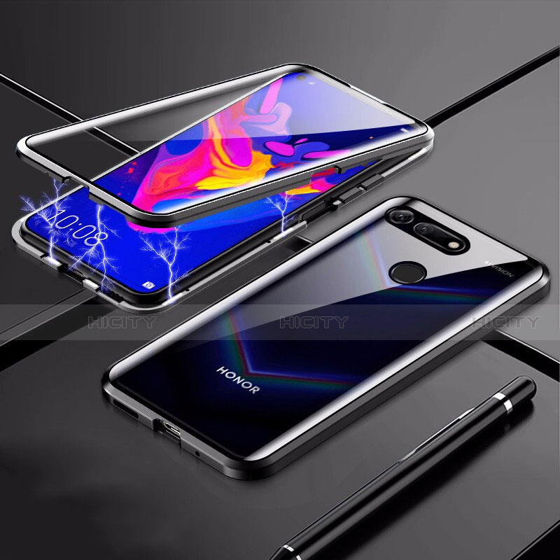 Coque Rebord Bumper Luxe Aluminum Metal Miroir 360 Degres Housse Etui Aimant F02 pour Huawei Honor V20 Noir Plus