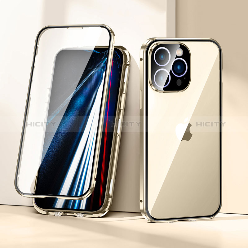 Coque Rebord Bumper Luxe Aluminum Metal Miroir 360 Degres Housse Etui Aimant LK1 pour Apple iPhone 13 Pro Max Plus