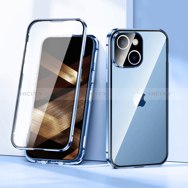 Coque Rebord Bumper Luxe Aluminum Metal Miroir 360 Degres Housse Etui Aimant LK1 pour Apple iPhone 15 Plus