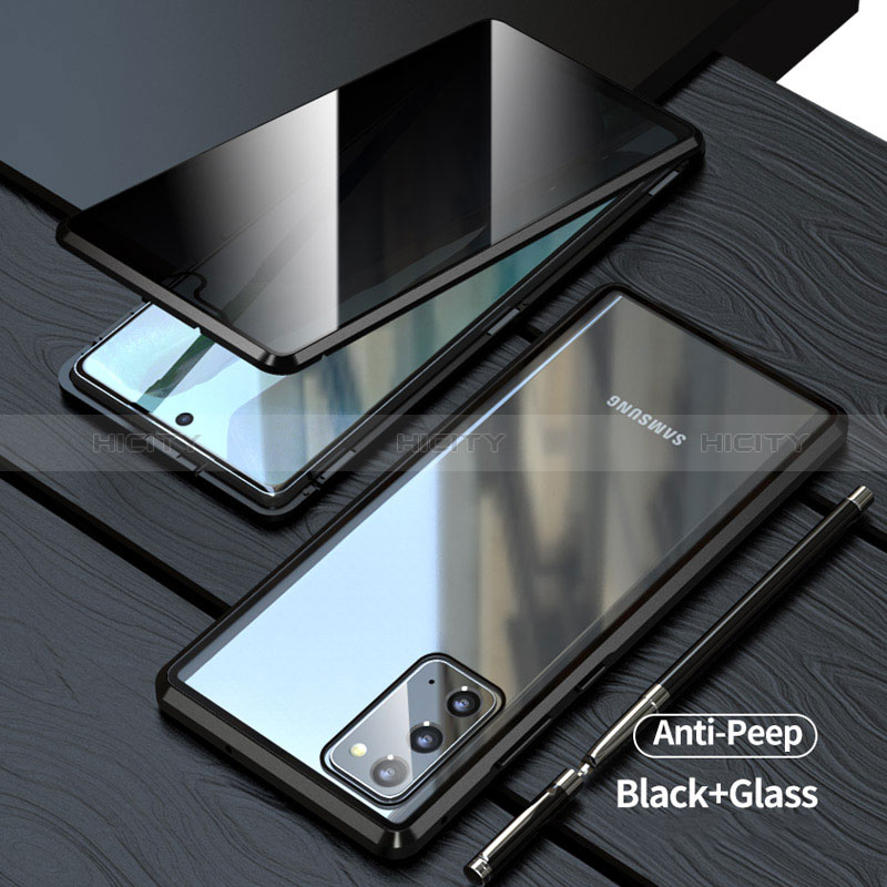 Coque Rebord Bumper Luxe Aluminum Metal Miroir 360 Degres Housse Etui Aimant LK1 pour Samsung Galaxy Note 20 5G Noir Plus