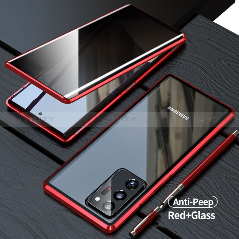 Coque Rebord Bumper Luxe Aluminum Metal Miroir 360 Degres Housse Etui Aimant LK1 pour Samsung Galaxy Note 20 Ultra 5G Rouge Plus