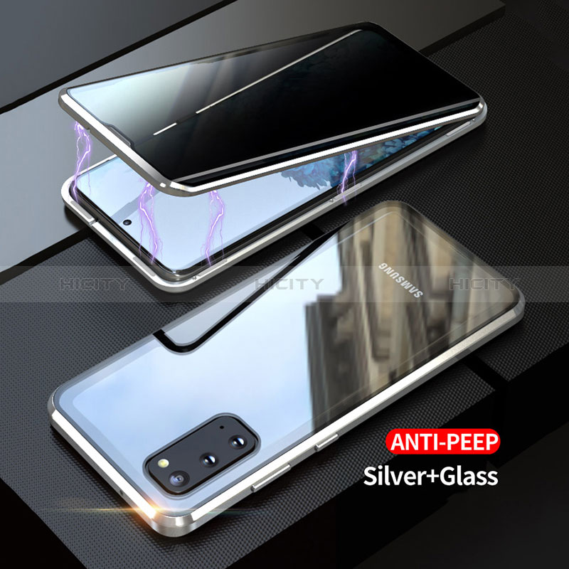 Coque Rebord Bumper Luxe Aluminum Metal Miroir 360 Degres Housse Etui Aimant LK1 pour Samsung Galaxy S20 Argent Plus