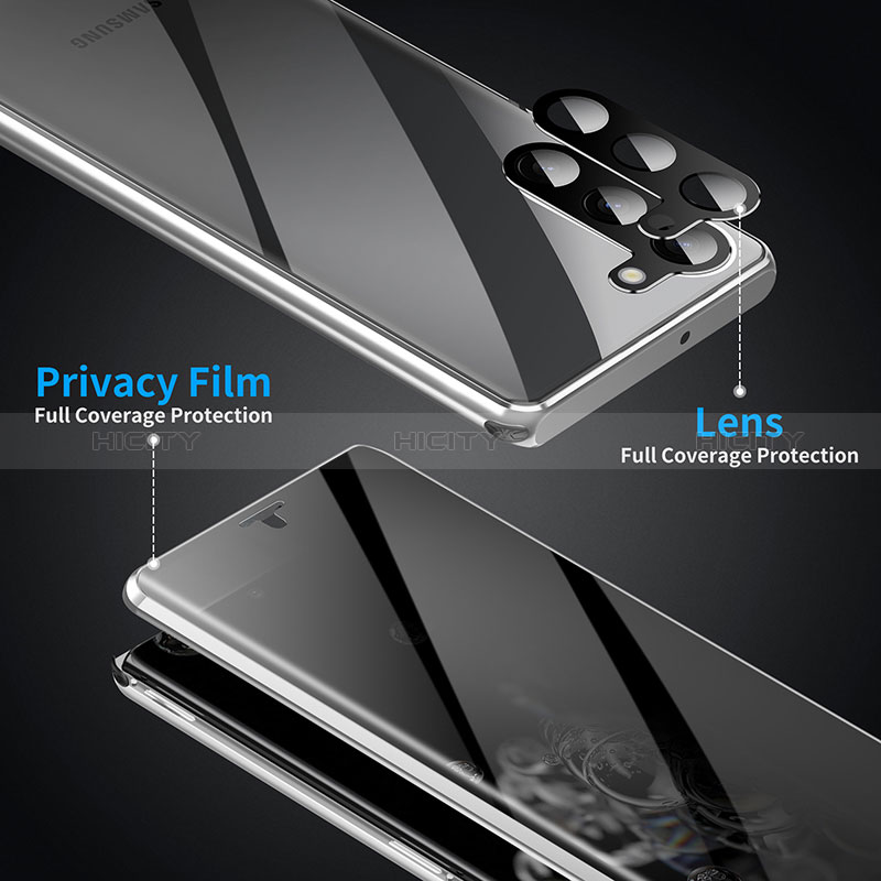 Coque Rebord Bumper Luxe Aluminum Metal Miroir 360 Degres Housse Etui Aimant LK1 pour Samsung Galaxy S22 5G Plus