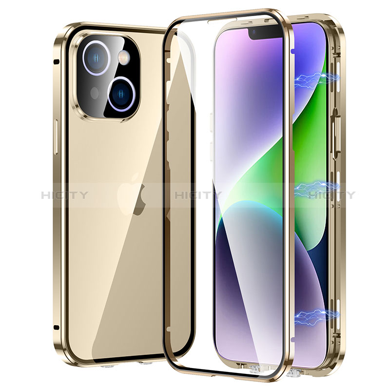 Coque Rebord Bumper Luxe Aluminum Metal Miroir 360 Degres Housse Etui Aimant LK2 pour Apple iPhone 13 Plus