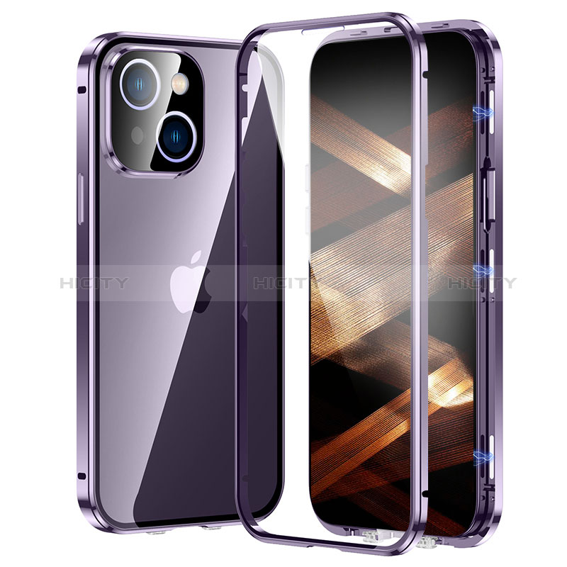 Coque Rebord Bumper Luxe Aluminum Metal Miroir 360 Degres Housse Etui Aimant LK2 pour Apple iPhone 15 Plus