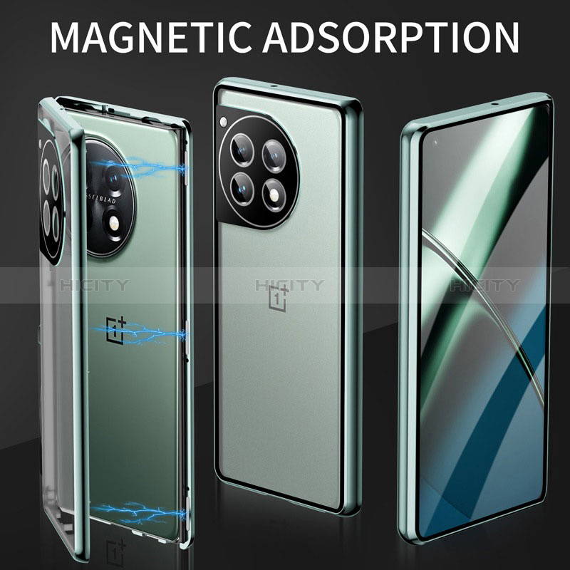 Coque Rebord Bumper Luxe Aluminum Metal Miroir 360 Degres Housse Etui Aimant LK2 pour OnePlus 12R 5G Plus