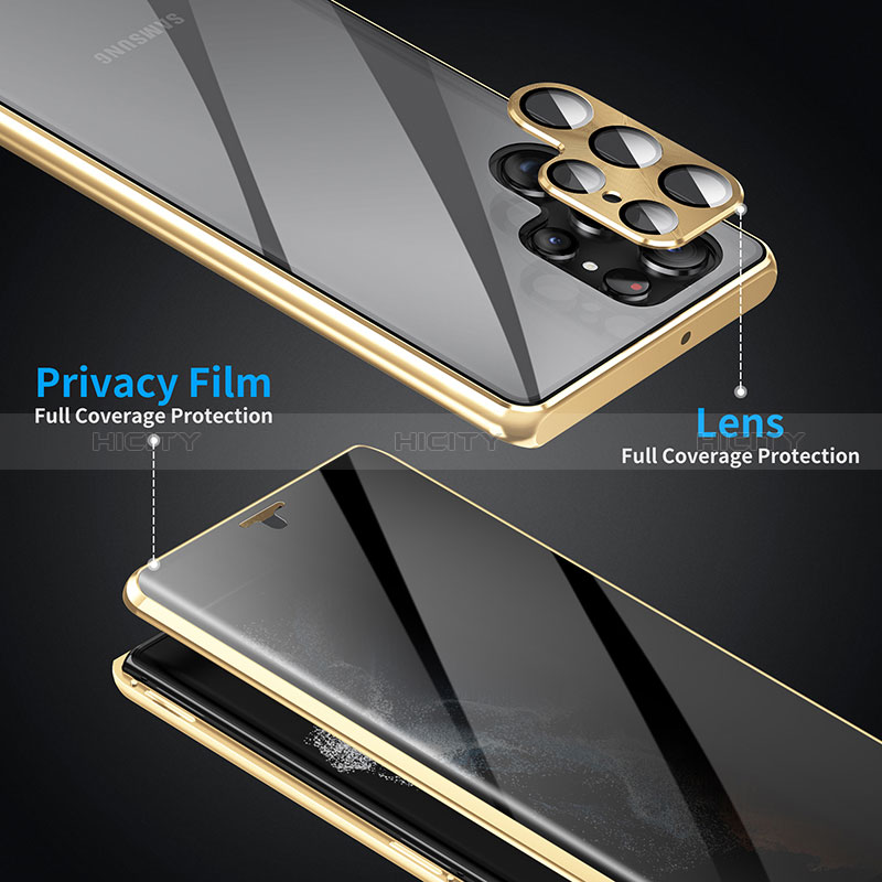 Coque Rebord Bumper Luxe Aluminum Metal Miroir 360 Degres Housse Etui Aimant LK2 pour Samsung Galaxy S22 5G Plus