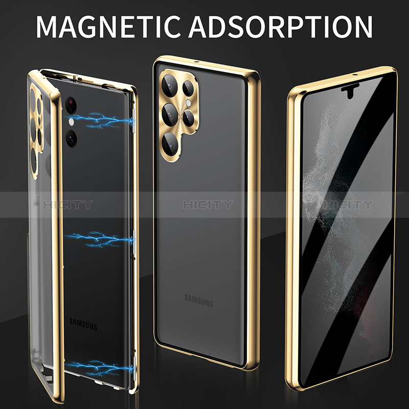 Coque Rebord Bumper Luxe Aluminum Metal Miroir 360 Degres Housse Etui Aimant LK2 pour Samsung Galaxy S22 Plus 5G Plus