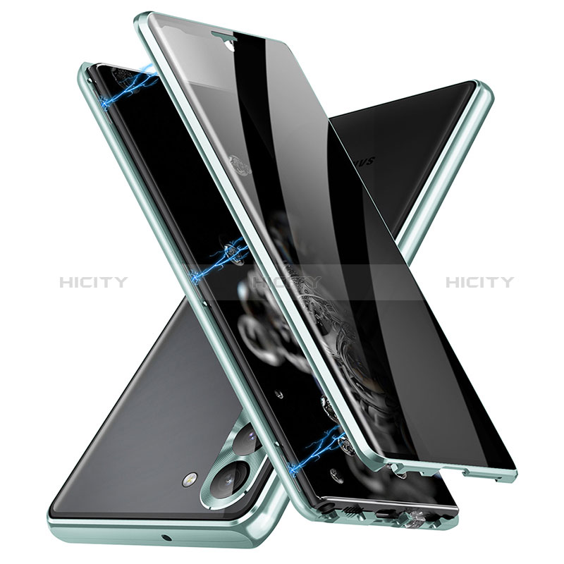 Coque Rebord Bumper Luxe Aluminum Metal Miroir 360 Degres Housse Etui Aimant LK2 pour Samsung Galaxy S22 Plus 5G Vert Plus