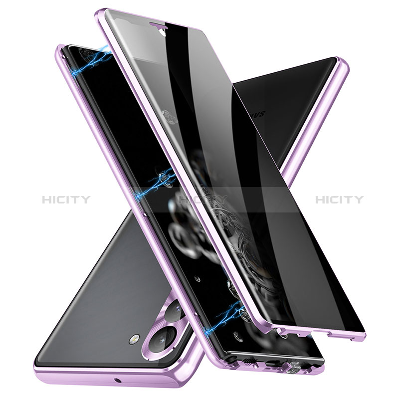 Coque Rebord Bumper Luxe Aluminum Metal Miroir 360 Degres Housse Etui Aimant LK2 pour Samsung Galaxy S22 Plus 5G Violet Plus