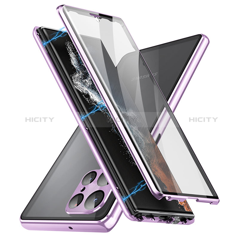 Coque Rebord Bumper Luxe Aluminum Metal Miroir 360 Degres Housse Etui Aimant LK2 pour Samsung Galaxy S23 Ultra 5G Plus