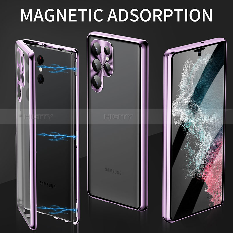 Coque Rebord Bumper Luxe Aluminum Metal Miroir 360 Degres Housse Etui Aimant LK2 pour Samsung Galaxy S23 Ultra 5G Plus